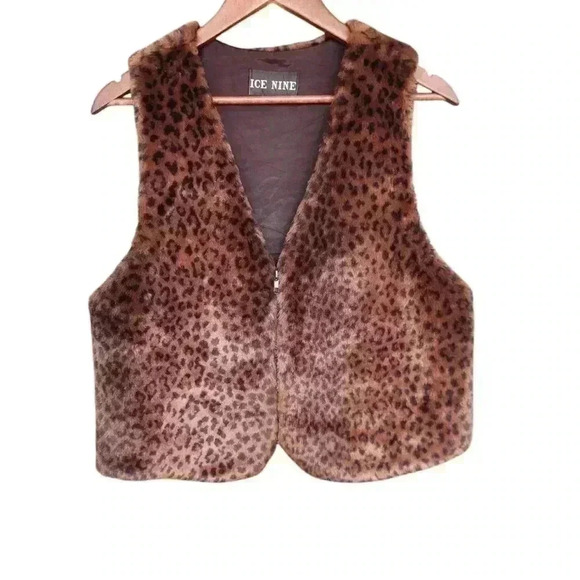 Beautiful Vintage Leopard Print Faux Fur Vest USA - Picture 1 of 6